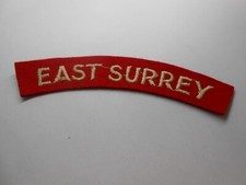 EAST SURREY   cloth shoulder title of the  EAST SURREY REGIMENT