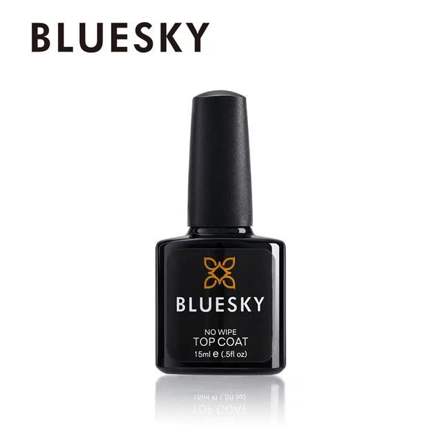 BLUESKY GEL NAIL POLISH NO WIPE TOP COAT 15ML LARGE NAIL UV LED SOAK OFF