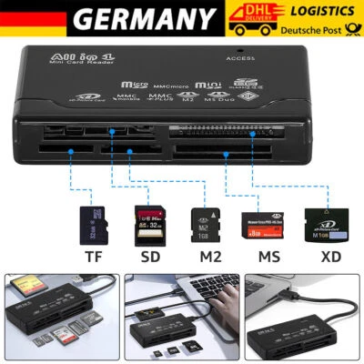 ALL-IN-ONE Kartenleser Speicherkarten USB Kartenlesegerät für CF/SD/xD/MS/SDHC - Bild 1 von 4
