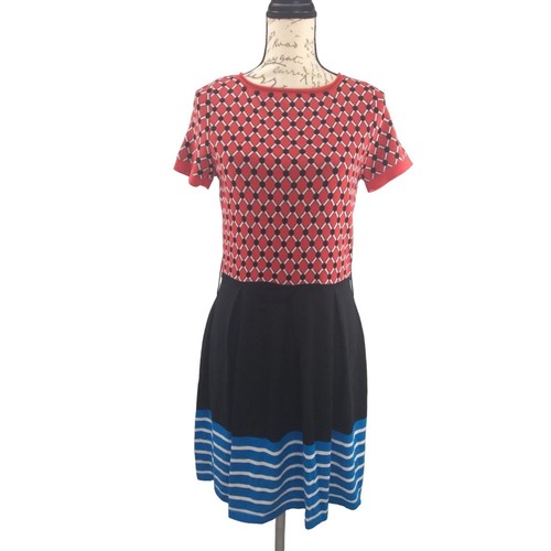 Abito Love Moschino 100% cotone maglia stile geometrico a righe misure S US 6