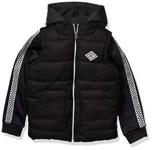 iXtreme Boys 2Fer Black Racer Stripes Ripstop Puffer Vest with Sleeves Size 4, 7 - Picture 1 of 3