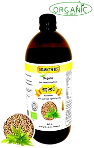 Hemp seed Oil Organic Cold Pressed Unrefined,Certified Premium Quality 1 L Glass - Picture 1 of 3