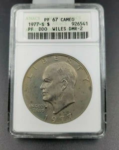 1977 S $1 Eisenhower Dollar Ike Coin ANACS PF67 Cameo DMR-002 DDO-001 Variety - Picture 1 of 2