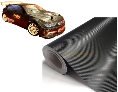 Rc Car Body Black Carbon Fiber Vinyl Wrap For Hpi Rs4 Sprint 2 E10 20'x50" - Image 1 of 4