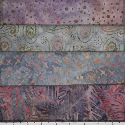 Lot of (4) 1 Yard Cuts 100% Cotton Quilting Batik Fabric Pink Grey #391 - Image 1 of 2