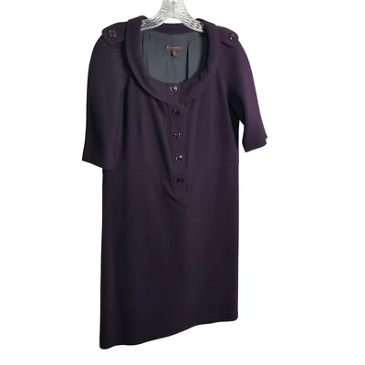 Burberry Size UK 42 US 12 Dress Crepe Wool Sheath Rolled Collar Italy Purple - Image 1 of 4