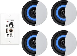 Herdio Bluetooth Ceiling Speakers Wired 4" 2-Way w/ 4-Channel Amplifier Receiver - Picture 1 of 17