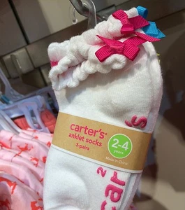 NUEVO.. 3 pares x Carter's Anklet Socks para niñas ... Se adapta a 3 meses-6 años - Imagen 1 de 4