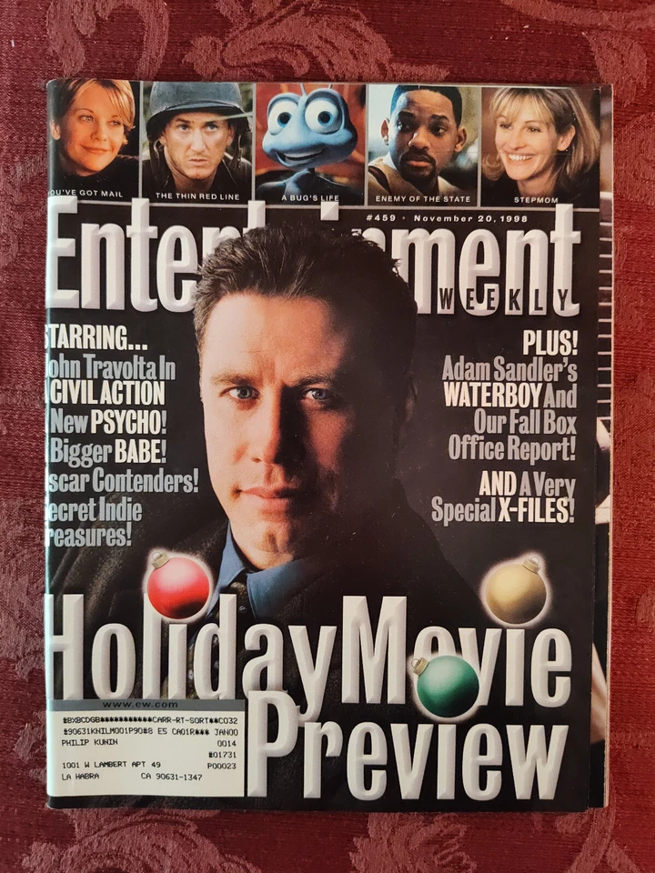 ENTERTAINMENT WEEKLY Magazine November 20 1998 John Travolta Holiday Movies Foto 1 de 1