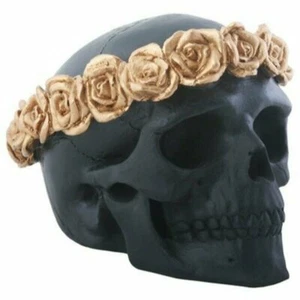 YTC 3 Inch Black Skull Head with Copper Colored Flower Headband - Picture 1 of 1