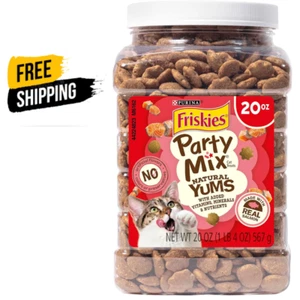 Purina Friskies Natural Cat Treats Party Mix Natural Yums With Real Salmon,20 Oz - Picture 1 of 9