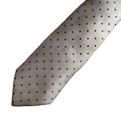 Corbata vintage Bert Pulitzer tostada y azul marino a lunares 100 % seda  Foto 1 de 4