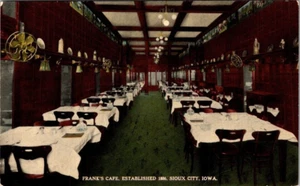Postal Frank's Café Sioux City Iowa IA Interior Restaurante - Imagen 1 de 2