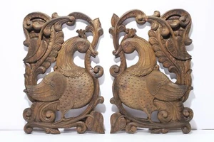 Vintage Wall Decor Peacock Sculpture Bird Home Decor Statue Wooden Hanging Panel - Picture 1 of 4