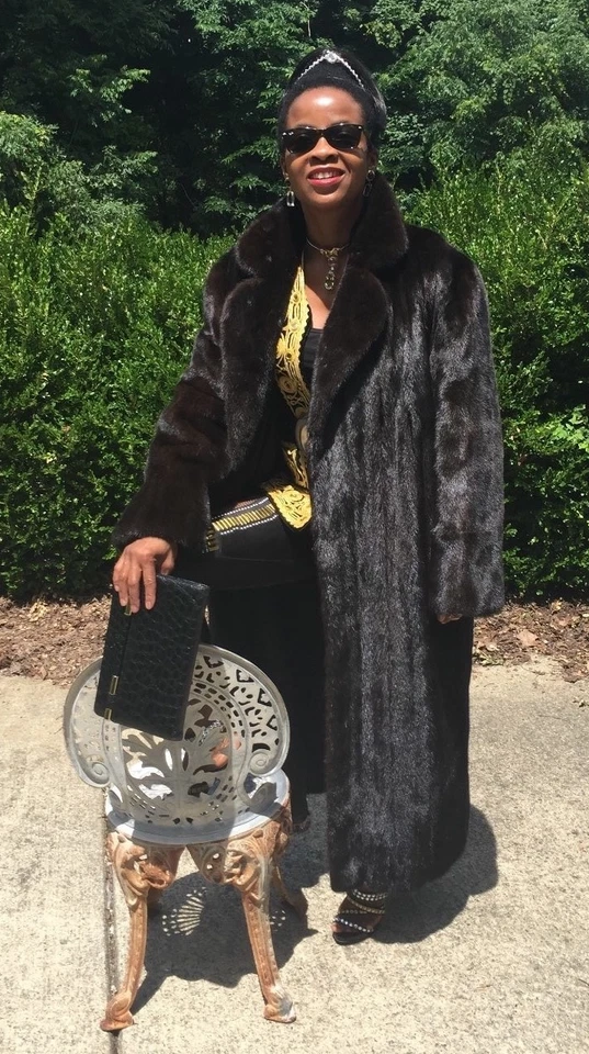 Nuevo Saks 5th Ave Revillon Largo Completo Sable Negro Visón Piel Abrigo Chaqueta M-L 8-14  Foto 1 de 1