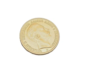 22K GOLD Vintage Coin Antique German 20 Mark Carved Coin GOT082 - Picture 1 of 5