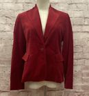 Valerie Stevens Womens Red Velvet Blazer Jacket Petite 4P Fitted $115 NEW