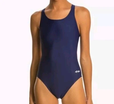 Nuevo traje de baño atlético para mujer Dolfin Xtralife azul marino HP espalda #7515L 36 L Foto 1 de 4
