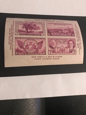 US Stamp Scott #778 1936 TIPEX Souvenir Sheet Mint Light Hinge - Image 1 of 2