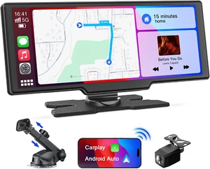 10.26" Portable HD Wireless Android & Carplay Split Screen 4K Dash Cam DVR Audio - Picture 1 of 13