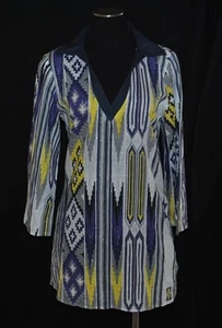 CHIC Aztec Multi-colored Hippie Beach Sheer Tunic Top Blouse Beach Cover M - Picture 1 of 5