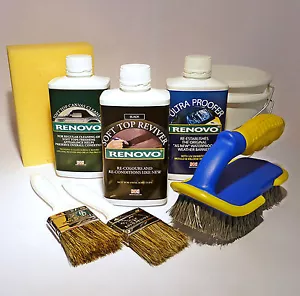 Renovo SCHWARZ Cabrio Motorhaube Soft Top Reviver KOMPLETTSATZ mit Bürsten etc - Bild 1 von 1