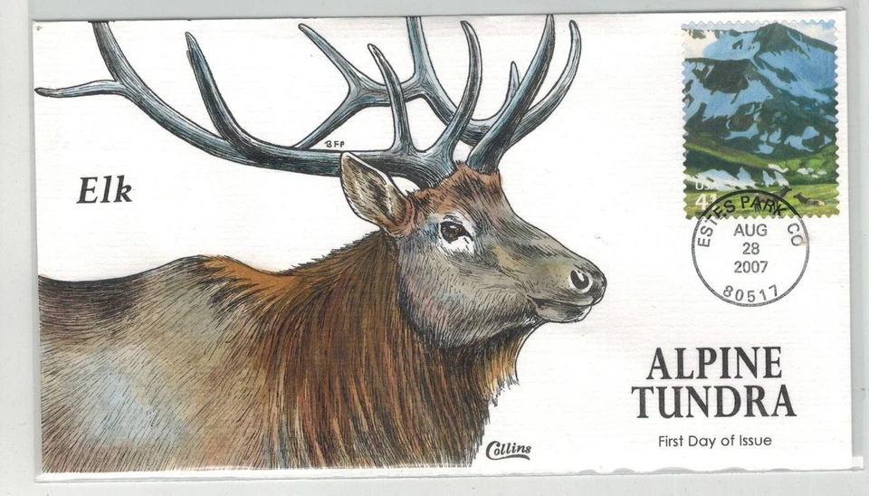 2007 COLLINS HANDPAINTED COLORADO ALPINE TUNDRA ANIMALS AMERICAN ELK - Image 1 of 1