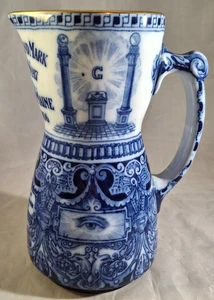 Symbolic Royal Doulton Flow Blue Centennial Masonic Jug 1806 1906 Portland Maine - Bild 1 von 16