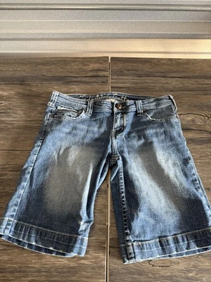 Bermudas vaqueras industriales de algodón para mujer 7 azules denim tiro medio cremallera mosca Foto 1 de 4