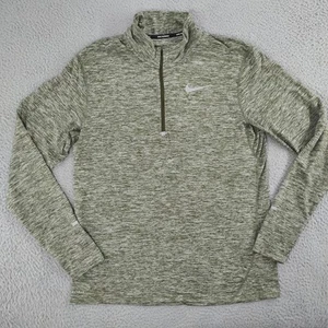 Nike Dri-FIT Running Pullover Mens Large Green 1/2 Zip Lightweight Reflective - Picture 1 of 20