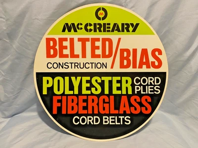 Publicidad de exhibición de letrero de inserción de neumático vintage McCreary neumáticos con cinturón/sesgo Foto 1 de 4