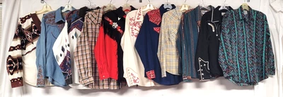 LOTE DE 11 CAMISAS WESTERN VINTAGE PARA MUJER AÑOS 90 Y2K AZTECA RODEO ROCKABILLY WRANGLER Foto 1 de 4
