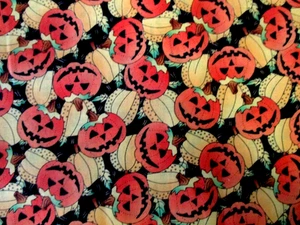 1-3/4 YDS HAPPY PUMPKINS 100% COTTON SMITH & MILLIGAN OOP 2004 - Picture 1 of 5
