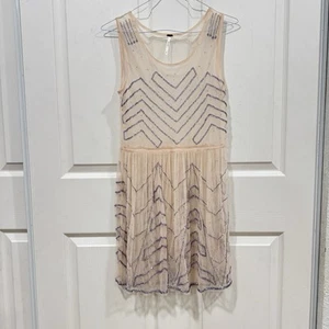 Free People Dress Small Womens Intimates Mesh Sheer Beaded Slip Nighttime Xsmall - Picture 1 of 8