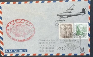 IV centº SAN FRANCISCO SOLANO Correo Aéreo I Vuelo ESPAÑA VENEZUELA certificado - Imagen 1 de 2