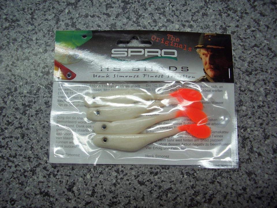 HS Shad von Spro weiß roter Schwanz 9,5 cm Kunstköder Köder Angelköder angeln - Bild 1 von 1