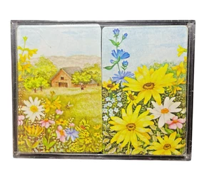 Vintage Hoyle 70s Barn Wild Flowers Playing Cards Two Decks in Case Webers - Picture 1 of 5