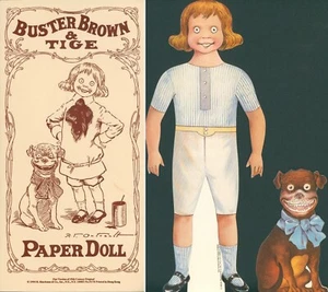 Buster Brown & Tige Paper Dolls Outcault 1994 Reprint Shackman 4 Outfits Pre-cut - Picture 1 of 7