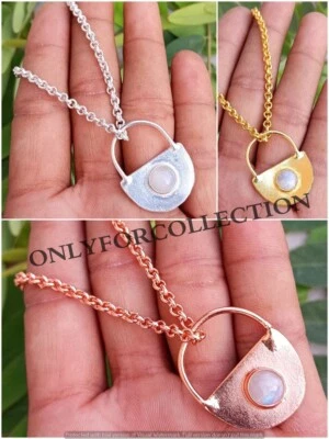 Colgante unisex con cadena de piedras preciosas de piedra lunar natural calma hecho a mano 10 piezas Foto 1 de 3