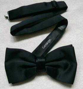 Bow Tie MENS Dickie Bowtie Adjustable VINTAGE RETRO 1990s SOLID BLACK - Picture 1 of 5
