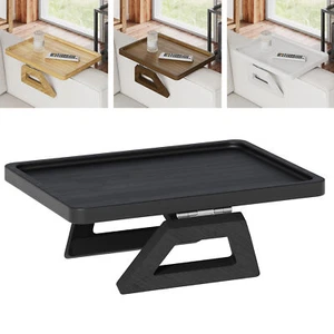 Bamboo Sofa Arm Rest Armchair Flexible Tray Folding Drink Holder Serving Table - Picture 1 of 62
