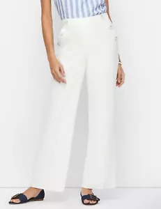 Talbots Women's 100% Linen Wide Leg Sailor Pants White Size 2 NWT - Picture 1 of 9