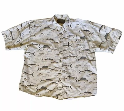 Camisa North River Outfitters con botones estampado de peces crema SS aire libre para hombre XL Foto 1 de 4