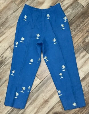 Talbots Capris Womens Size 4 Petite 100% Irish Linen Palm Tree - Image 1 of 4