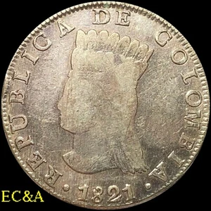 1821 COLUMBIA BA-JF MINT (BOGATA)  8-REALES SILVER COIN VERY SCARCE (WC063) - Picture 1 of 2