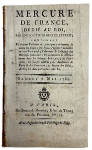 Mercure de France, May 2, 1789: 1st Appearance of George Bridgetower VIOLINIST - Picture 1 of 6
