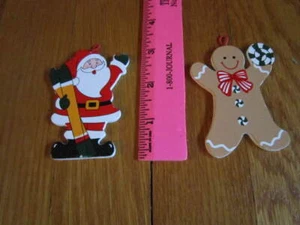 Gingerbread Boy Santa Wood Christmas Ornaments Mrs Prindables Gift Toppers - Picture 1 of 5