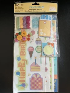Imagine That Celebrate Bday Sticker Tags Ribbon Button Embellishment Value Pack - Picture 1 of 5