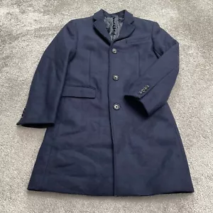 J.Crew Thompson Topcoat Mens 34 Navy Blue Wool Blend Quilted Lined Pockets NWT - Picture 1 of 13