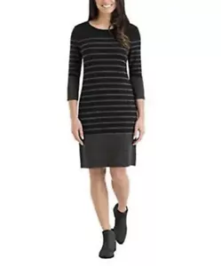 Hilary Radley Ladies' 3/4 Sleeve Dress, Variety (Black Grey Stripe, XX-Large) - Picture 1 of 2